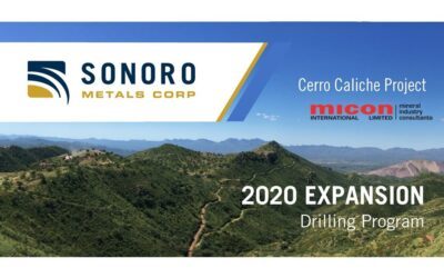 Micon contracted by Sonoro Gold Corp. to complete the updated mineral resource estimate for the Cerro Caliche Project in Sonora State, Mexico